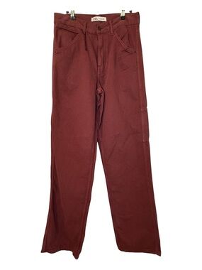 Zara 2025 Relaxed Skater Burgundy Jeans